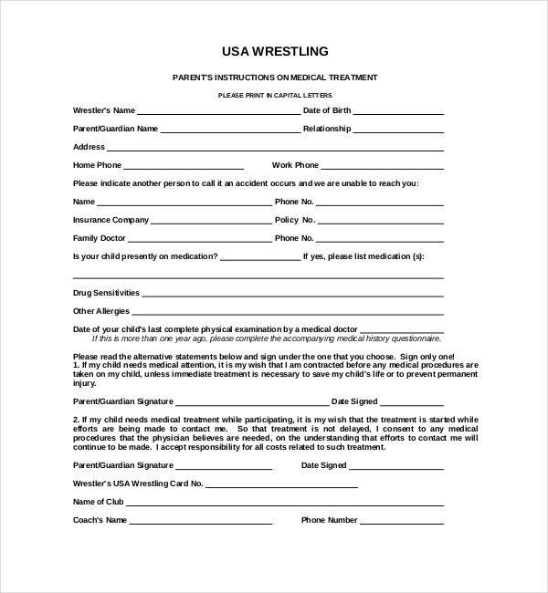 Waiver form Template for Sports 15 Sample Medical Waiver forms