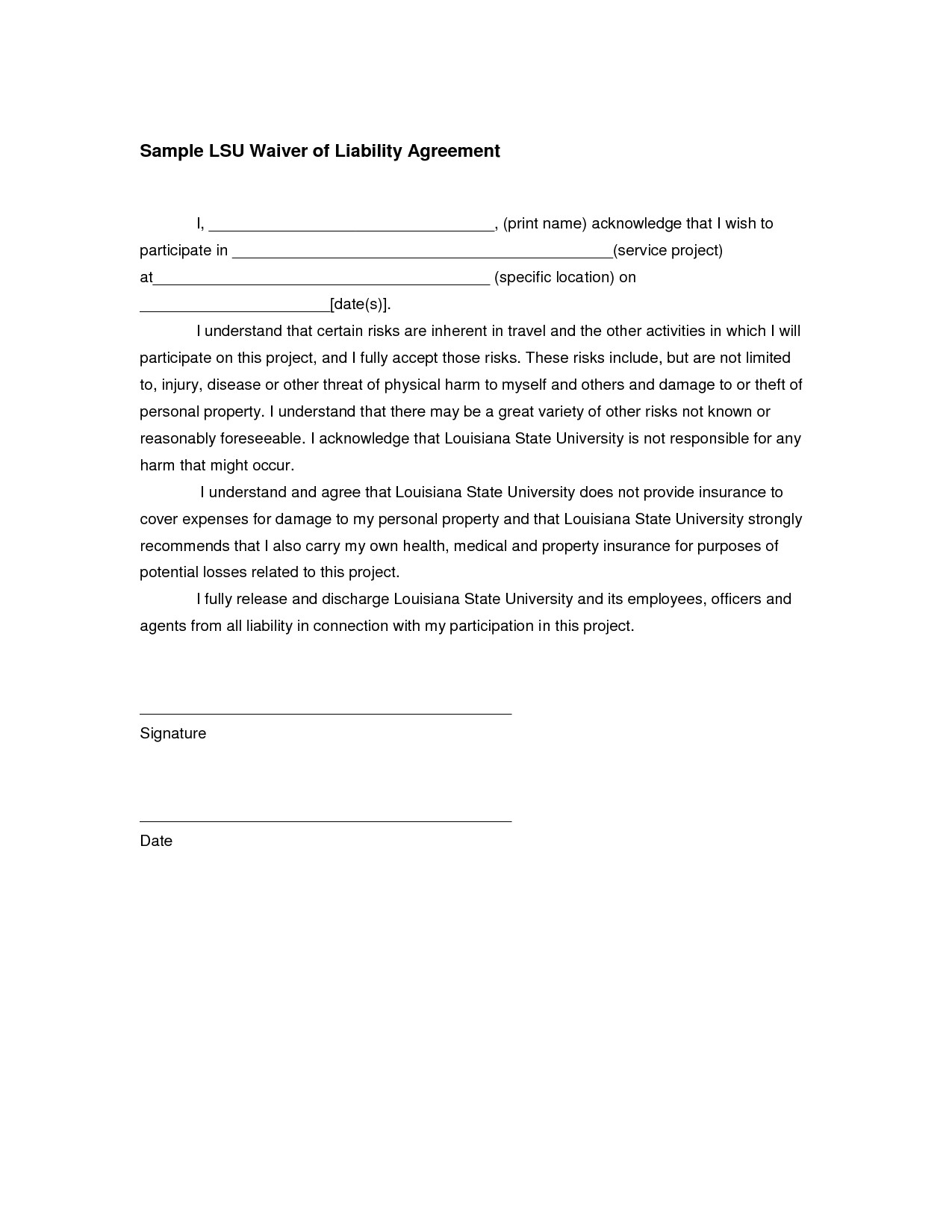 Waiver form Template for Sports Liability Release form Template In Images Waiver Of