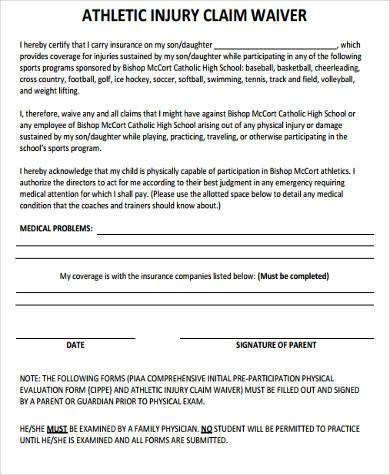 Waiver form Template for Sports Sample athlete Waiver forms 9 Free Documents In Word Pdf