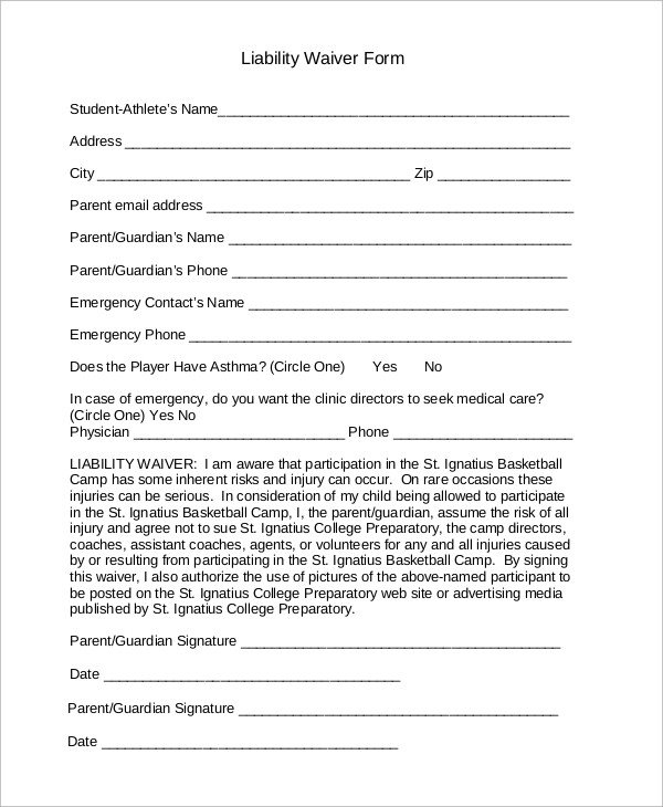 Waiver form Template for Sports Sample Liability Waiver form 10 Examples In Word Pdf
