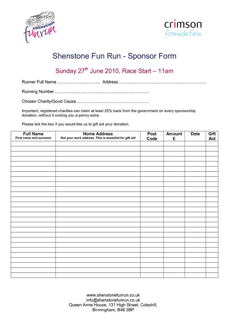 Walkathon Registration form Template Sponsorship order form Template Fun Run Registration form