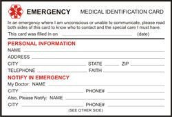 Wallet Id Card Template Free Printable Medical Id Cards
