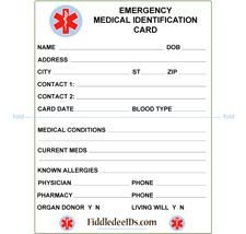 Wallet Id Card Template Free Printable Medical Id Cards