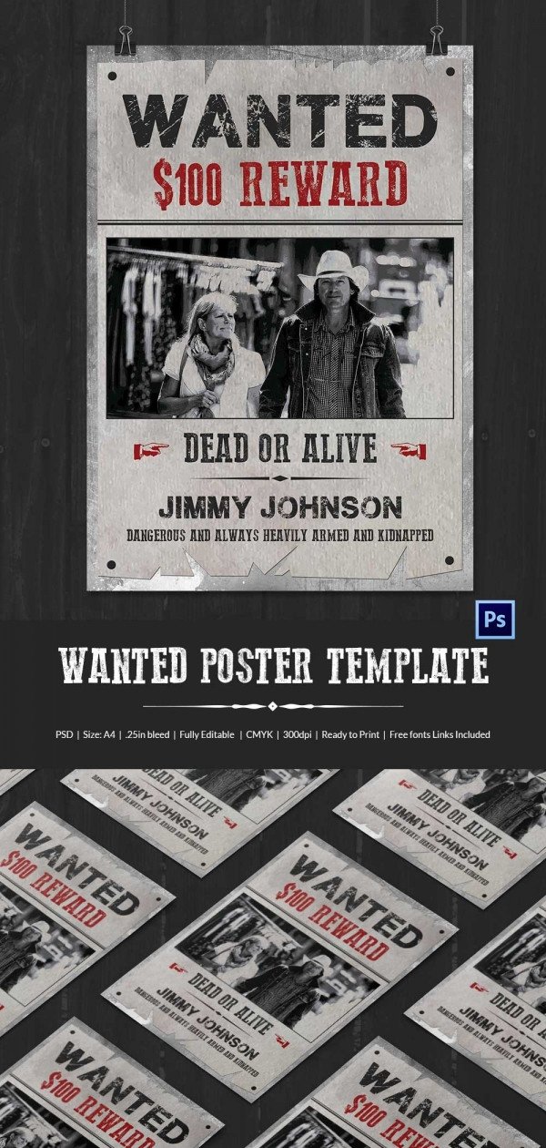 Wanted Poster Template Free Wanted Poster Template 34 Free Printable Word Psd