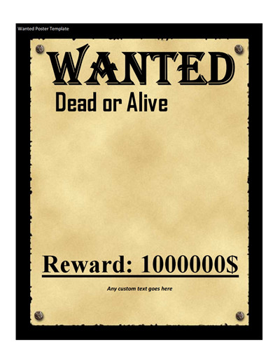 Wanted Poster Template Free Wanted Poster Template Free Download Create Edit Fill