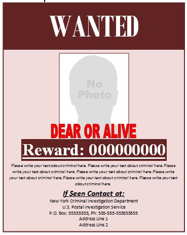Wanted Poster Template Microsoft Word Wanted Poster Template Microsoft Word Templates