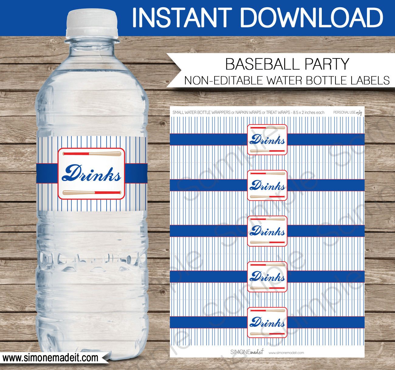 Water Bottle Label Template Baseball Water Bottle Labels