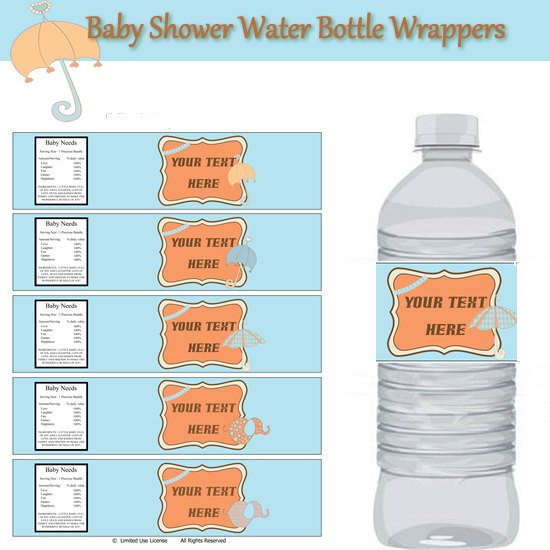 Water Bottle Wrapper Template Baby Shower Elefant Party Water Bottle Llabel Wrappers