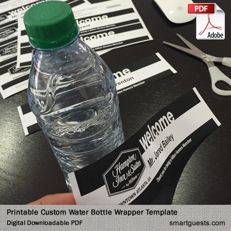 Water Bottle Wrapper Template Printable Custom Water Bottle Wrapper Pdf Template Print