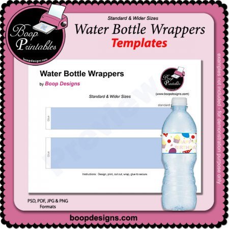 Water Bottle Wrapper Template Water Bottle Wrapper Template by Boop Printable Designs