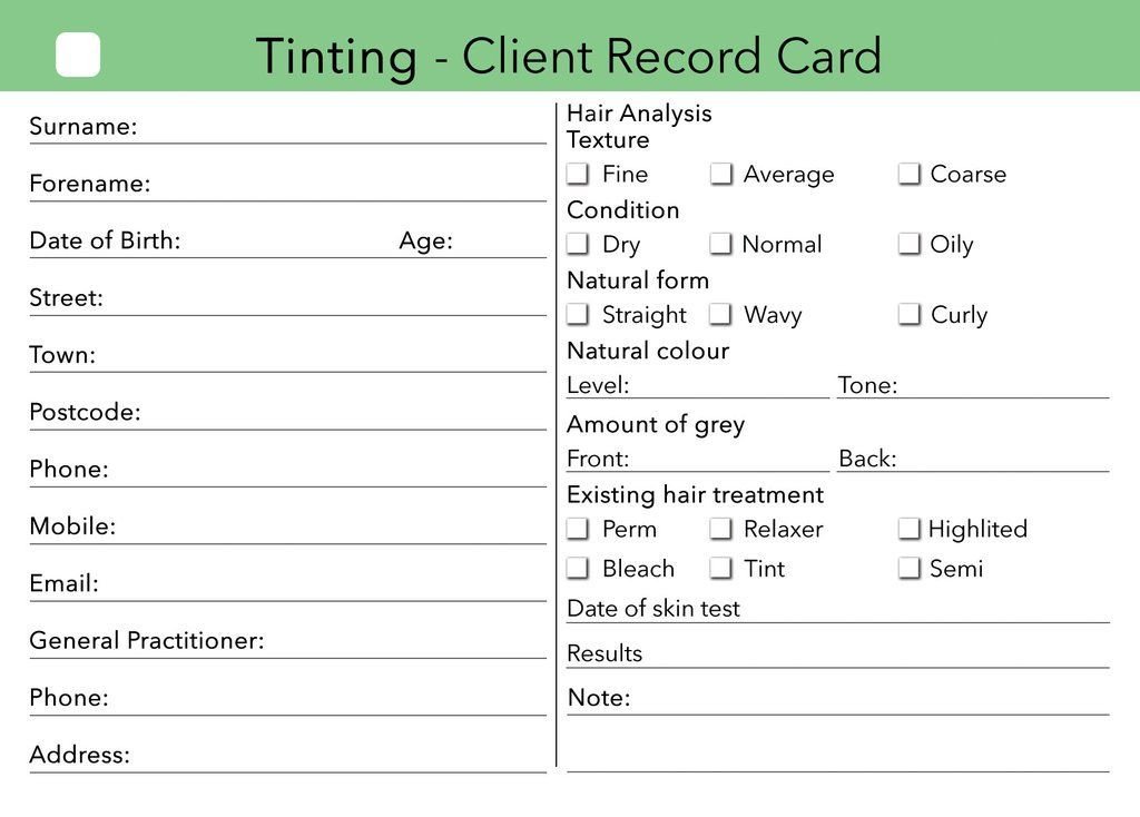 Waxing Consultation form Template Beauty Client Card Treatment Consultation Card In 2019