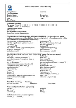 Waxing Consultation form Template Sample Case Study Waxing