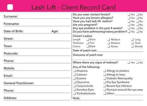Waxing Consultation form Template Waxing Client Card Treatment Consultation Card In 2019