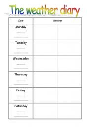 Weather Journal Template English Worksheets the Weather Diary