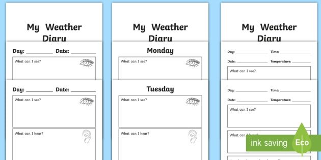 Weather Journal Template My Weather Diary Booklet Template Weather Diary My