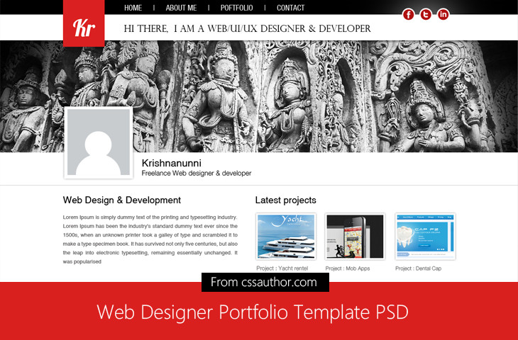 Web Developer Portfolio Templates Web Designer Portfolio Template Psd for Free Download