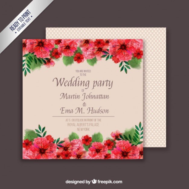 Wedding Card Template Free Download Floral Wedding Card Template Vector
