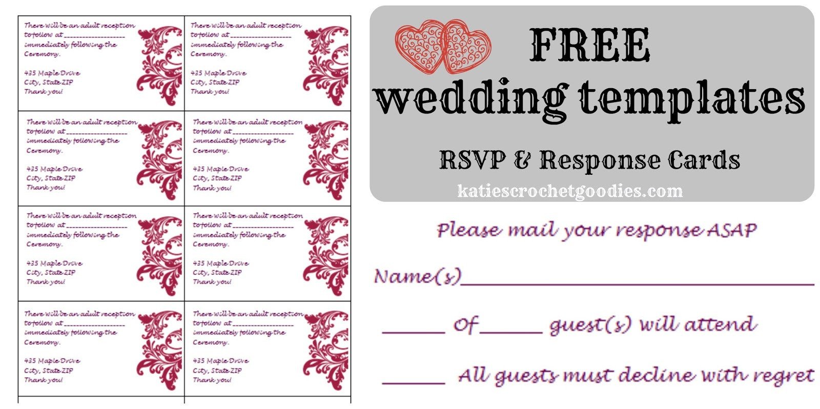 Wedding Card Template Free Download Free Wedding Templates Rsvp &amp; Reception Cards Katie S