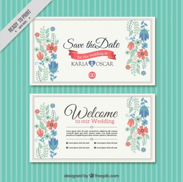 Wedding Card Template Free Download Pretty Floral Wedding Card Template Vector