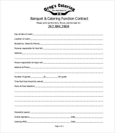 Wedding Catering Contract Template 16 Sample Catering Contract Templates Docs Pages Word