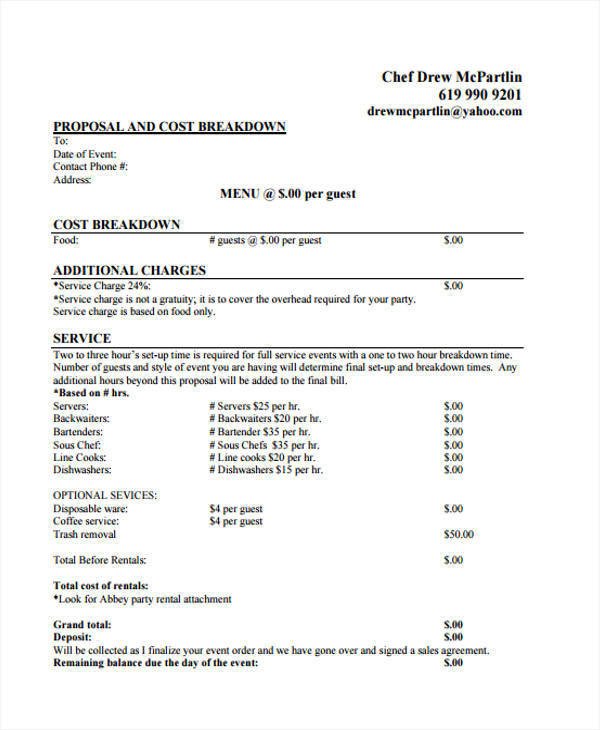Wedding Catering Contract Template 5 Catering Proposal Template Examples In Word Pdf