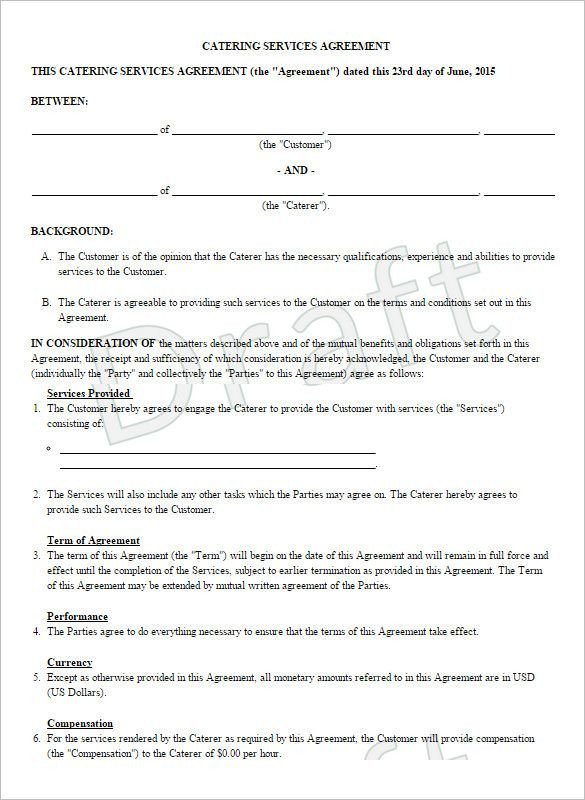 Wedding Catering Contract Template 7 Catering Contract Templates – Free Word Pdf Documents