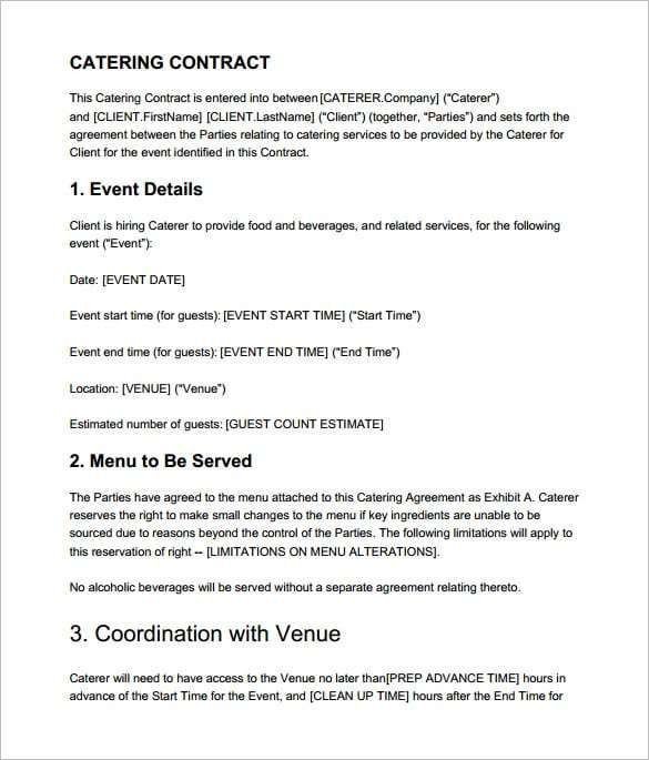 Wedding Catering Contract Template Catering Contract Template 9