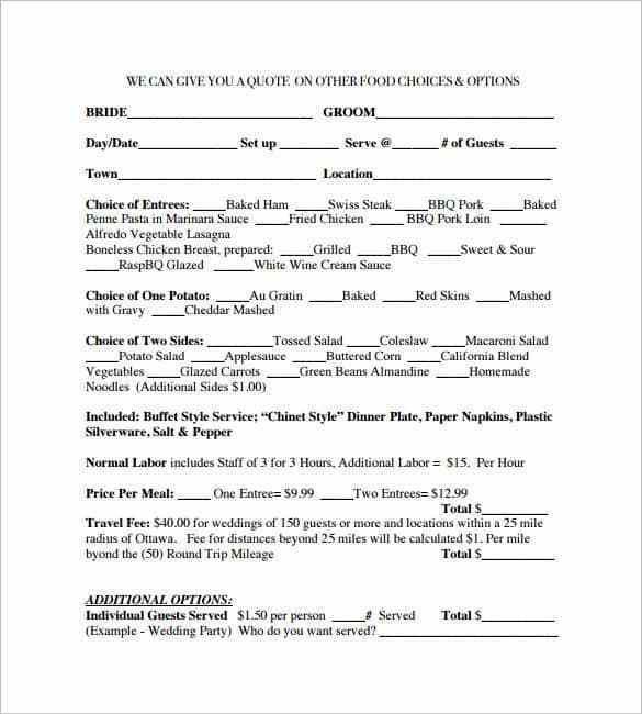 Wedding Catering Contract Template Catering Contract Templates Word Excel Samples