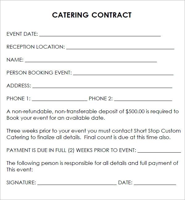 Wedding Catering Contract Template Printable Free Catering Contracts Video Search Engine at