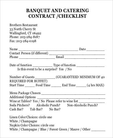 Wedding Catering Contract Template Sample Catering Contract 15 Examples In Pdf Word