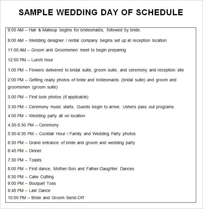 Wedding Day Schedule Templates 28 Wedding Schedule Templates &amp; Samples Doc Pdf Psd