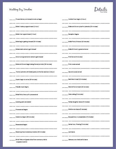 Wedding Day Timeline Template Free Details Party Rental – Planning Templates