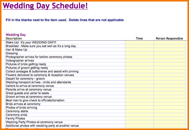 Wedding Day Timeline Template Free Wedding Day Timeline Template
