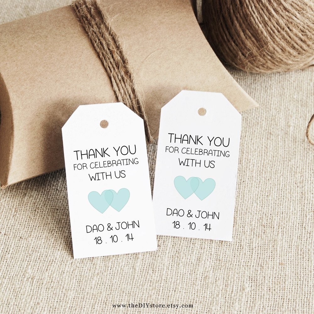 Wedding Favor Tag Template Favor Tag Template Printable Small Double Heart Design