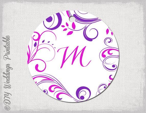 Wedding Favor Tag Template Wedding Favor Tags Template Pink &amp; Purple Monogram