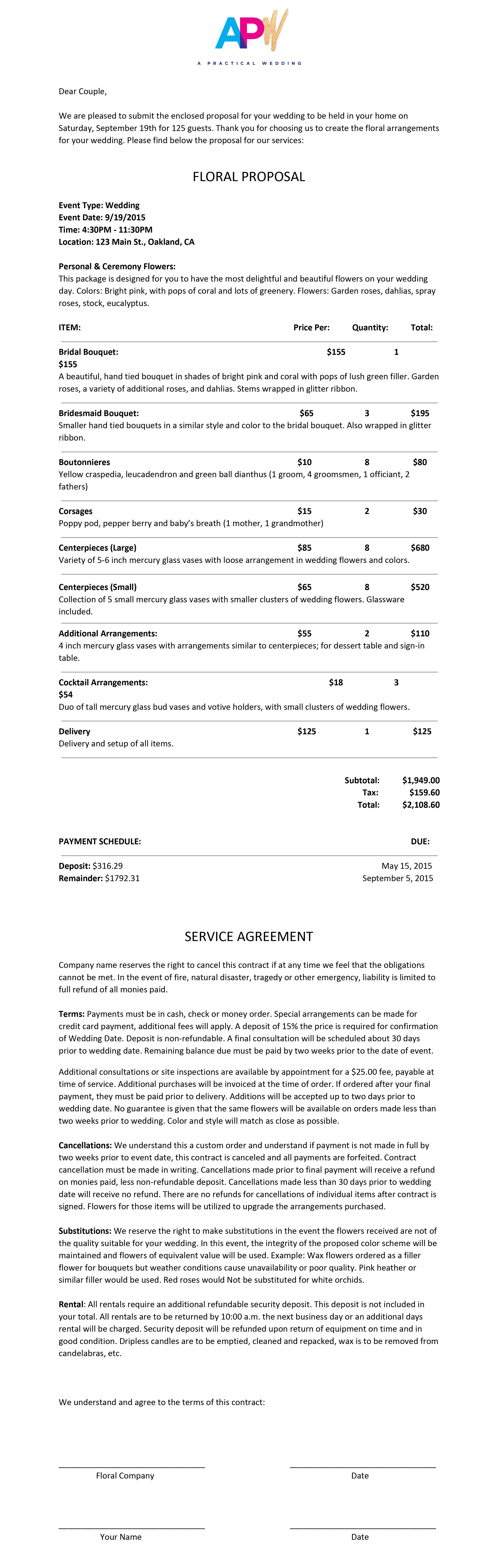 Wedding Florist Contract Template How to Hire A Wedding Florist