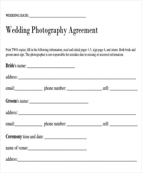 Wedding Florist Contract Template Sample Wedding Contract Agreements 9 Examples In Word Pdf