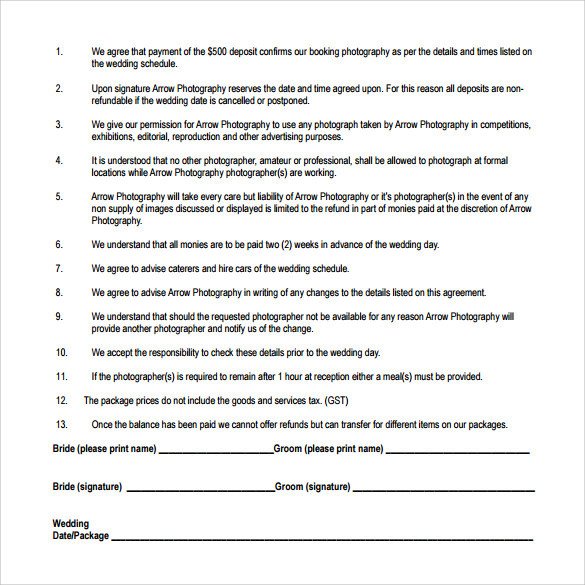 Wedding Florist Contract Template Wedding Contract Template 23 Download Documents In Pdf