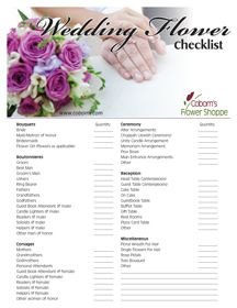 Wedding Flower Checklist Template Coborn S Blog Free Printable Wedding Flower Checklist