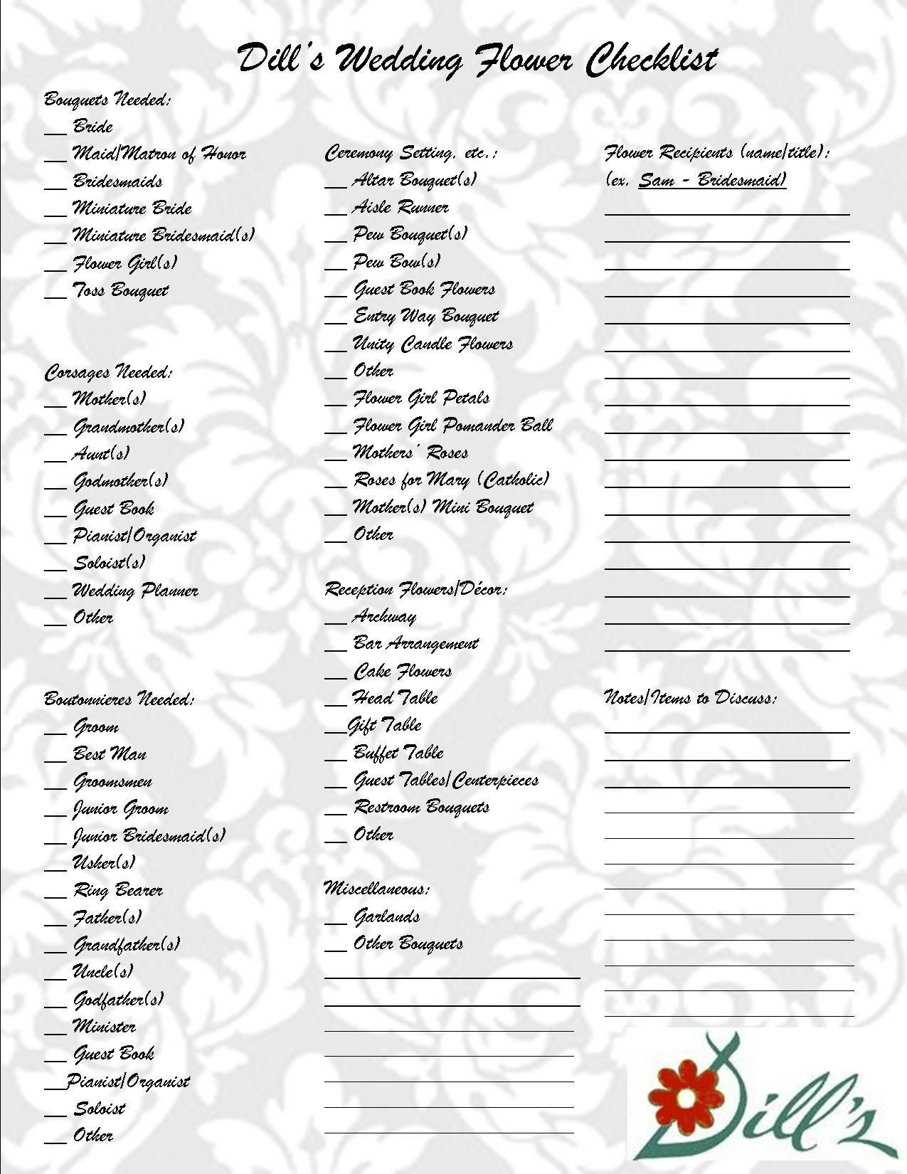 Wedding Flower Checklist Template Pin by Yesidomariage On Blog De Mariage In 2019