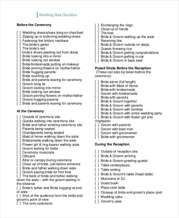 Wedding Flower Checklist Template Simple Wedding Checklist 26 Free Word Pdf Documents