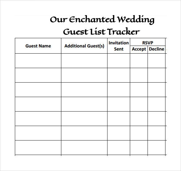 Wedding Guest List Printable 17 Wedding Guest List Templates Pdf Word Excel