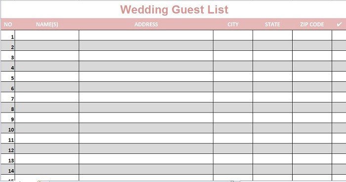 Wedding Guest List Printable 35 Beautiful Wedding Guest List &amp; Itinerary Templates