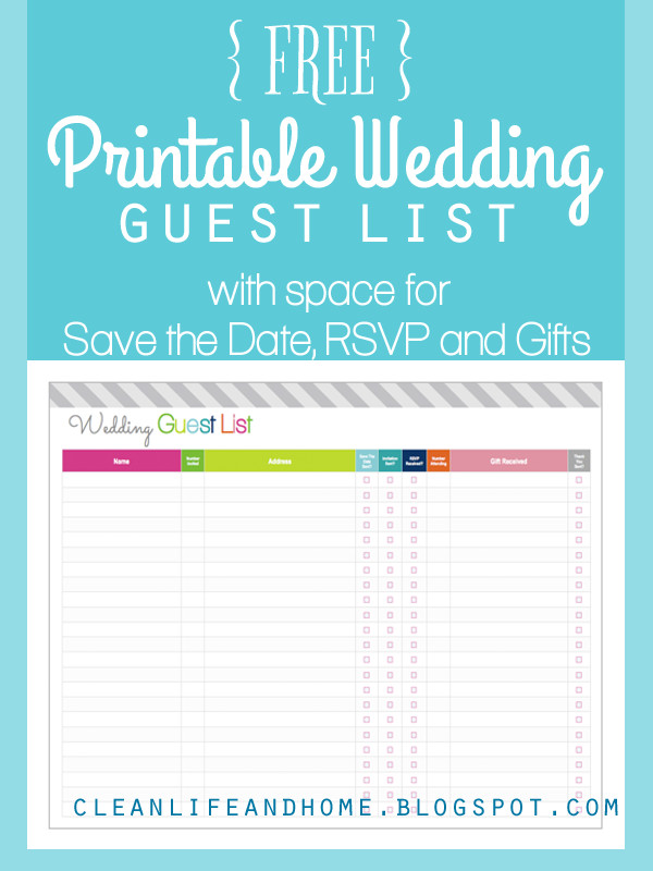 Wedding Guest List Printable Free Printable Wedding Guest List and Checklist by Clean