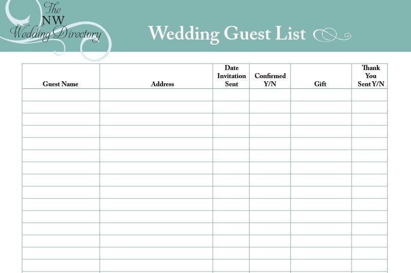 Wedding Guest List Template 30 Free Wedding Guest List Templates Templatehub