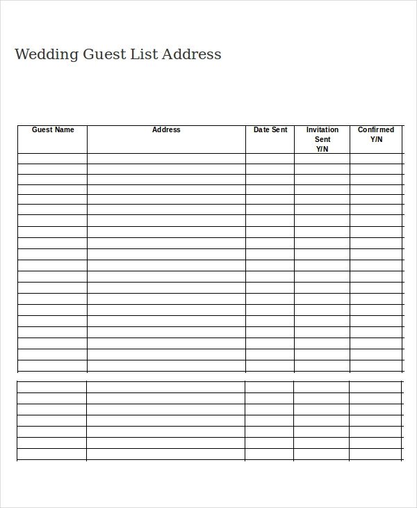 Wedding Guest List Template Wedding Guest List Template 9 Free Word Excel Pdf
