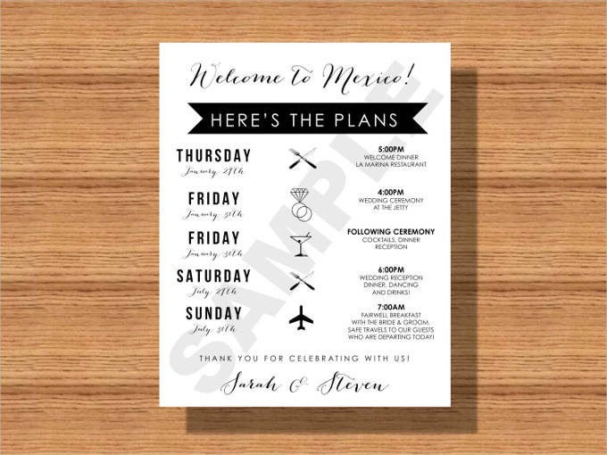 Wedding Itinerary for Guests 44 Wedding Itinerary Templates Doc Pdf Psd