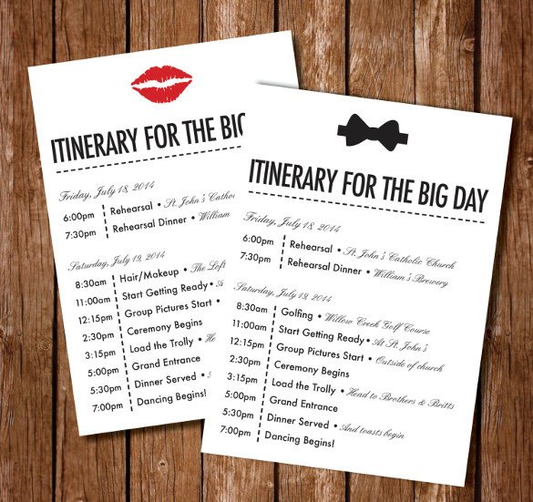 Wedding Itinerary for Guests 44 Wedding Itinerary Templates Doc Pdf Psd