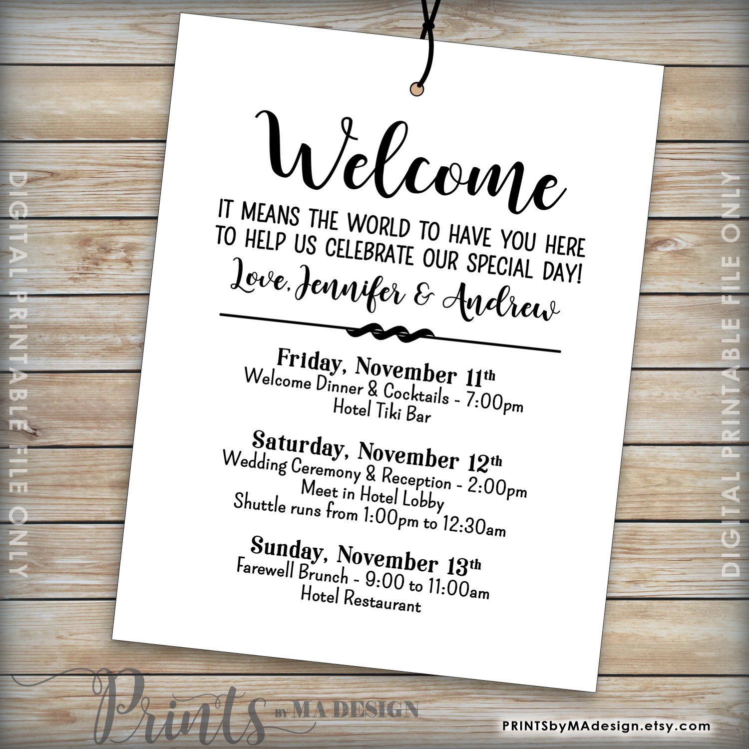 Wedding Itinerary for Guests Wedding Wel E Bag Tags Wedding Itinerary Wedding Schedule