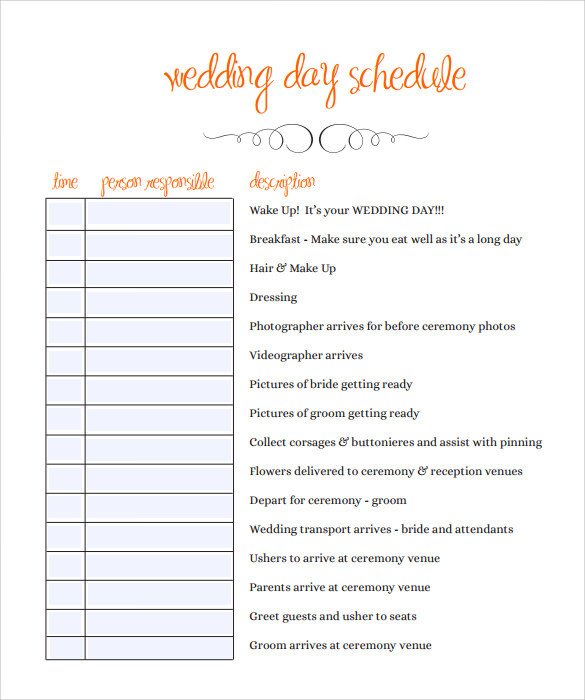 Wedding Meeting Agenda Template 10 Wedding Schedule Samples